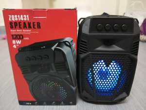 ready stock ... ZQS 1431 MODEL  SPEAKER .. supeer bass speaker  1200 mah .8 w.. 4"