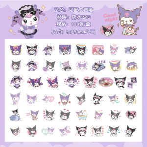 [100 Sheets] Sanrio Hand Ledger Stickers Goo Card Waterproof PVC Hand Book Stickers Creative Cute Cartoon Sticker Set Water Cup Notebook Stickers