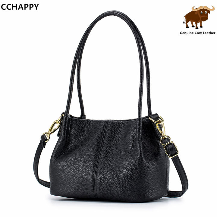 Cchappy Genuine Leather Womens Bag Fashion Female Handheld Crossbody Bag Leather Large Capacity 0097