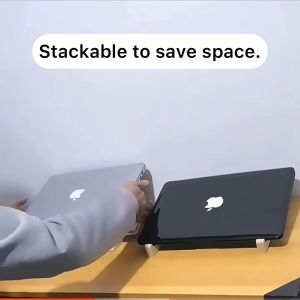 Wooden Laptop Stand Riser - Ergonomic Wood Notebook Holder for Desk Organization
