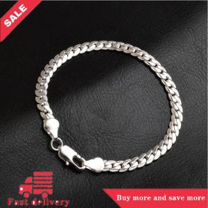 [COD] Silver Plated Fashion Snake Chain 5 mm Width Bangle Jewelry Trendy Men Bracelets