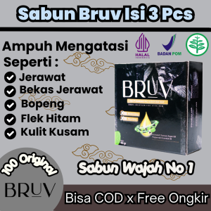 Sabun Bruv Isi 3 Membantu Mengatasi Jerawat Bruntusan Bopeng Flek Hitam Dan Muka Kusam Berminyak Dll