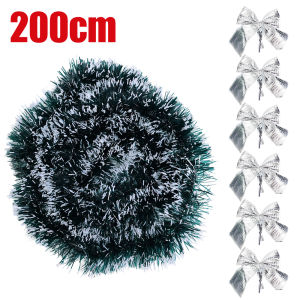 🔥 2M Christmas Tinsel Ribbons Green Cane Ribbon Garland Xmas Tree Hanging Pendent Ribbons Wreath Ornaments Party Home Decoration