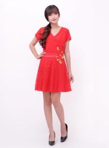 Femme Ols- Mini Dress Brukat Aplikasi Bordir 3938