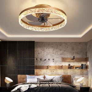 Variable Frequency Fan Ceiling Lamp Invisible Fan Chandelier Ceiling Fan Lamp Restaurant RC Ceiling Fan Lamp Nordic 220V  40cm