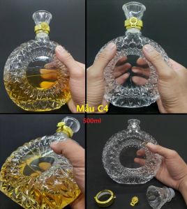 Chai Thủy Tinh Đựng Rượu 500ML – nhiều mẫu - Vỏ Chai Rượu Đẹp làm quà tặng - Bình Đựng Rượu Cao Cấp