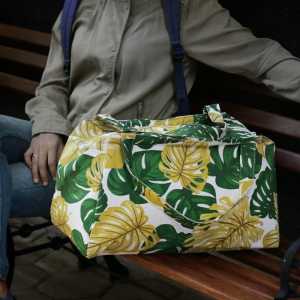 Grosir Tas Traveling - Travel Bag Batik Ukuran Besar - Tas Pakaian Batik Ukuran Besar - Koper Jinjing Kanvas Motif Tropikal Hitam