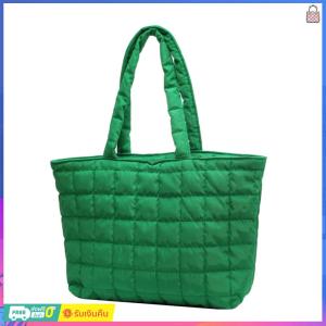Women Tote Bag Autumn Winter Quilted Rhombus Pattern Shoulder Bag Large Capacity Top-handle Purse for Daily Use