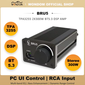แอมป์จิ๋ว BRU5 TPA3255 บลูทูธ 5.3 DSP แอมป์ 2X300W โมดูลเสียงสเตอริโอ BP1048B2 ที่สามารถปรับแต่ง EQ ได้ 20 แบนด์ แอมป์ขยายเสียง