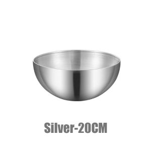Mangkok Korea Stainless Tebal Food Grade Mangkok Ramen Salad Nasi Sup Silver Gold 15cm 20cm