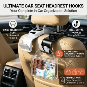 Car Seat Headrest Hook Car Backseat Storage Hook Integrated Sport Seat Hanger Organizer Vehicle Seat Back Accessory