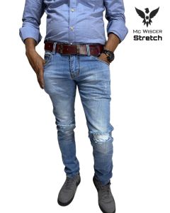 Celana Panjang Jeans Pria Denim Ripped Lutut Pola Skinny Bahan Tidak Luntur MC WISCER
