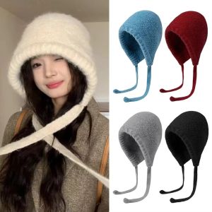 WININ Solid Color Knitted Woolen Hat Thickened Windproof Beanie Cap Fashion Cold-proof Ear Protection Hat for Women