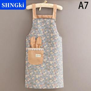 SHNGki Bông vải hoa cho phụ nữ nhà bếp oilproof tạp dề với túi và có thể điều chỉnh vành đai thắt lưng không thấm nước không tay BIB tạp dề