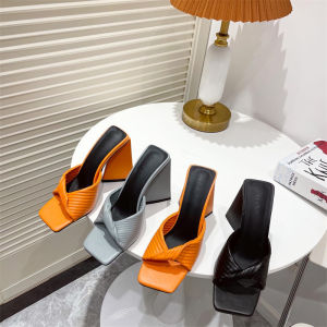 MANXIXI Fashion Women High Heels 4.13 Inches Slippers Beautiful Folds Fish Mouth Sandals (Size 35-41)