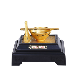 Gold Rice Bowl Velvet Sand Ornament Chopsticks Drag Fu Bank Insurance