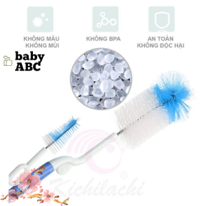Cây Rửa Bình Sữa Núm Vú KICHI Quay 360 Độ Dụng Cụ Vệ Sinh Bình Sữa Núm ti Sợi Cước Và Sợi Silicon