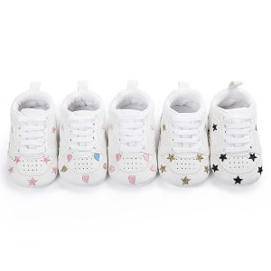 Denoswim 0-18 Months Baby Sneakers Cute Stars Heart Princess Infant Toddler Shoes For Baby Girls Boys Anti-slip Rubber Sole First Walking Shoes