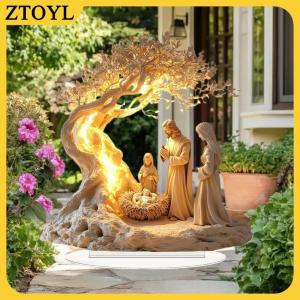 ZTOYL 2D phẳng Acrylic Chúa giáng sinh sinh cảnh trang trí Tabletop trang trí Giáng sinh bàn