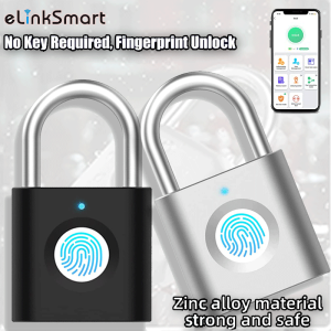 eLinkSmart P3 Fingerprint Padlock 2 Pack Smart Padlock Mini Fingerprint Lock with Keyless Biometric for Gym Lockers School Bags Suitcases/Privacy Protection (Black & Silver)