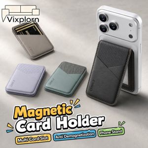 Vixplorn Magnetic Magsafe Card Holder Wallet Stand Multi Card Slot Anti Demagnetization Vintage Phone Kickstand Universal Card Protector