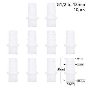 FXUP 1/10Pcs 4/6/8/10/12/14/16/18/20mm Hose Connector Drip Irrigation System Pipe Fittings 1/2 Inch Thread To Barb Plastic Pipe Coupler