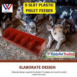 Viddavet Plastic piglet feeder 5 holes Heavy duty piglet feeder pig feeder feeds plastic feeder for pig stainless pig