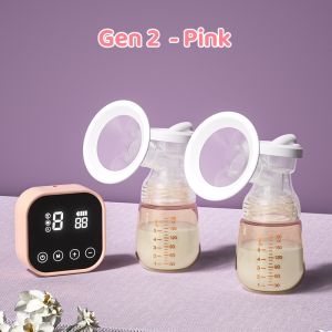 【Free Milk Bag】Double Electric Breast Pump USB Chargeable Portable LED Display Large suction Painless Pumping Working Portable Hands Free Breast Pump with 2 Baby Milk Bottles
