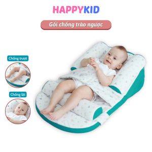 Gối chống trào ngược cho bé Happykid Đệm ngủ chống trào ngược có đai đeo định hình bảo vệ cột sống cho bé nâng chỉnh độ cao phù hợp có thể tháo rời 2 màu