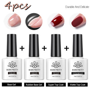 BORN PRETTY 7/10ML Founction Gel Base Gel Long Lasting Super Top Coat Gel Nail Matte Top Coat LED Semi Permanent Soak Off UV Gel Nail Varnish Gel Set