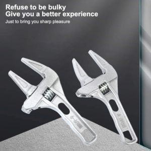 COUPLECOL Aluminum Alloy Adjustable Wrench Multifunctional Large-opening Pipe Wrench Repair Tool Dual-purpose Plumbing Wrench Bathroom Repair