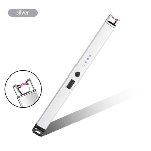 Electric Lighter Pulse Visual Power Double Safety Switch Windproof Kitchen Candle Lighter USB Rechargeable Lighter