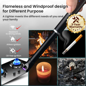 KIMP Rechargeable Arc Lighter - Windproof Flameless USB Lighter for Outdoor Use Gas Stoves and CandlesLighter