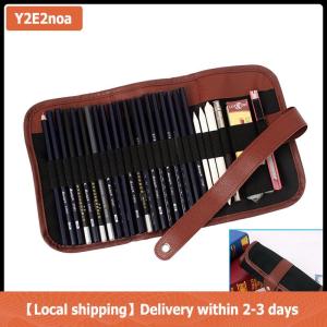 【Local shipping】 24Pcs Set Sketch Pencils case Charcoal Extender Pencil shade Cutter Drawing Bag