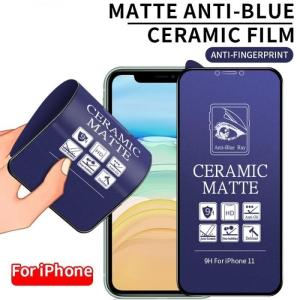 Tempered Glass Anti Blue Light iPhone XR 11 14 Pro 15 Plus 15 Pro Max Anti Gores Glare Clear Matte Cramic