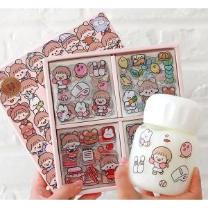 10 tấm sticker TELADO họa tiết em bé dễ thương độc đáo Set hình dán siêu dính trang trí sổ tay lưu bút đồ dùng xinh xắn