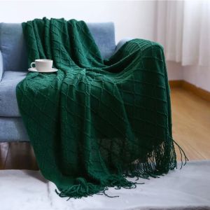Knitted Twin Size Blanket Coffee Throw Blanket for Couch Soft Lightweight Breathable Summer Living Room Home Decor Outdoor