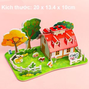 Lumbley Đồ Chơi Xếp Hình Ngôi Nhà 3D Bằng Bìa Xốp Cho Bé Mô hình 3D giấy tự lắp ráp