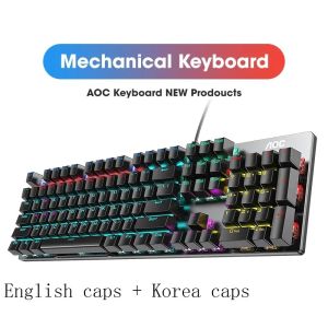 GK410 104 Keys Metal Panel Mechanical Keyboard RGB Light green black tea axis esports full non-impact game computer keyboard2026