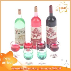huhe ของเล่นโมเดลแก้วไวน์ขวดไวน์จำลองจำลองขนาดจิ๋ว3ชิ้น เซ็ต1 12บ้านตุ๊กตา