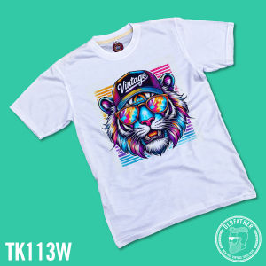 เสื้อยืดคอกลมแขนสั้น ผ้าTK พิมพ์ระบบ Sublimation นุ่ม สวมใส่ สบาย ระบายอากาศไม่ร้อน ( รหัสสินค้า TK 113 )