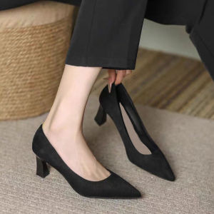 Free Shipping Professional High Heels For Women New Style Elegant Suede Versatile For Formal Occasions Suitable For Commuting And Office Wear