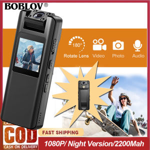 BOBLOV A22 Body Camera Mini Police Pocket Video Camera With IR Night Vision 180° Degrees Rotatable Lens HD 1080P Audio Camcorder OLED Screen for Law Enforcement/Meeting/Travel/Walking Pets