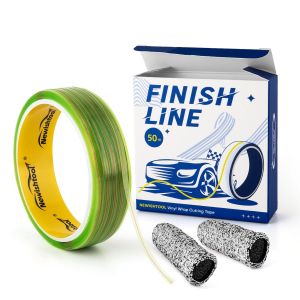 ใบมีดตัดเทปไวนิลแบบไม่ใช้ใบมีด เครื่องมือตัดขอบเทป ขนาด 3.5 มม. x 50 เมตร (164 ฟุต) เทปตัดขอบละเอียดพร้อมปลอกนิ้ว 2 ชิ้นสำหรับตัดฟิล์มกราฟิกอย่างแม่นยำโดยไม่ใช้ใบมีด