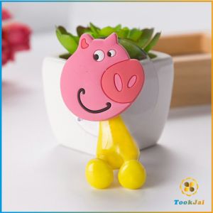 TookJai ที่แขวนแปรงสีฟัน สัตว์ตัวการ์ตูน ยึดผนังด้วยตัวดูด  Toothbrush holder with suction cup