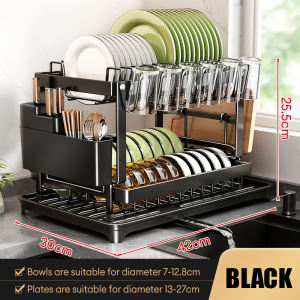 XTEN 304 Stainless Steel Dish Rack with Drainer Plates Organizer Rack Dishes Draining Rack Kitchen Racks Organizer