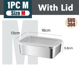 6PCS 304 Stainless Steel Stainless Steel Box With Lid Sealed Frozen Food Container Easy To Clean Lunch Box Pic