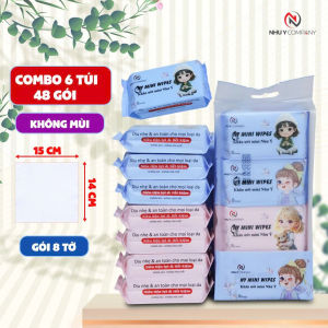 [12 Lốc] Combo 96 gói khăn ướt mini Như Ý gói 8 tờ khăn nhỏ gọn tiện lợi không mùi không chất bảo quản