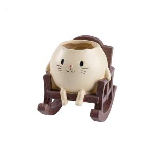 Creative Rocking Feline Planter Resin Swing Chair Design Decorative Flower Pot Fit for Modern Garden Weather Resistant