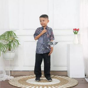 Batik Couple Pasangan Keluarga Ayah Ibu Anak Laki Suami Istri Sepasang Modern Baron Abu Ungu